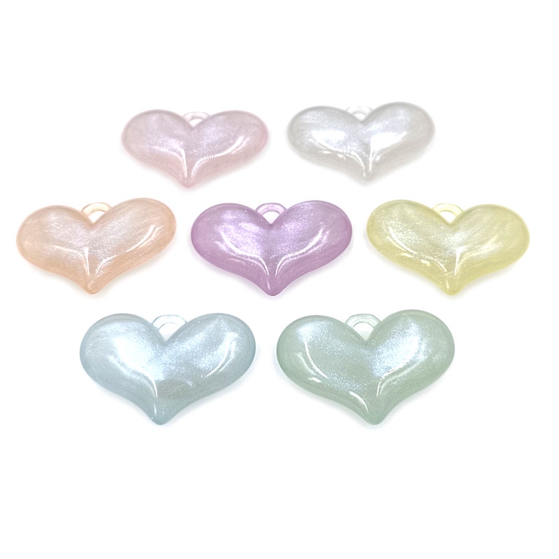 Bộ 5 Hạt Acrylic Hình Trái Tim Có Lỗ Treo Trang Sức Thời Trang DIY