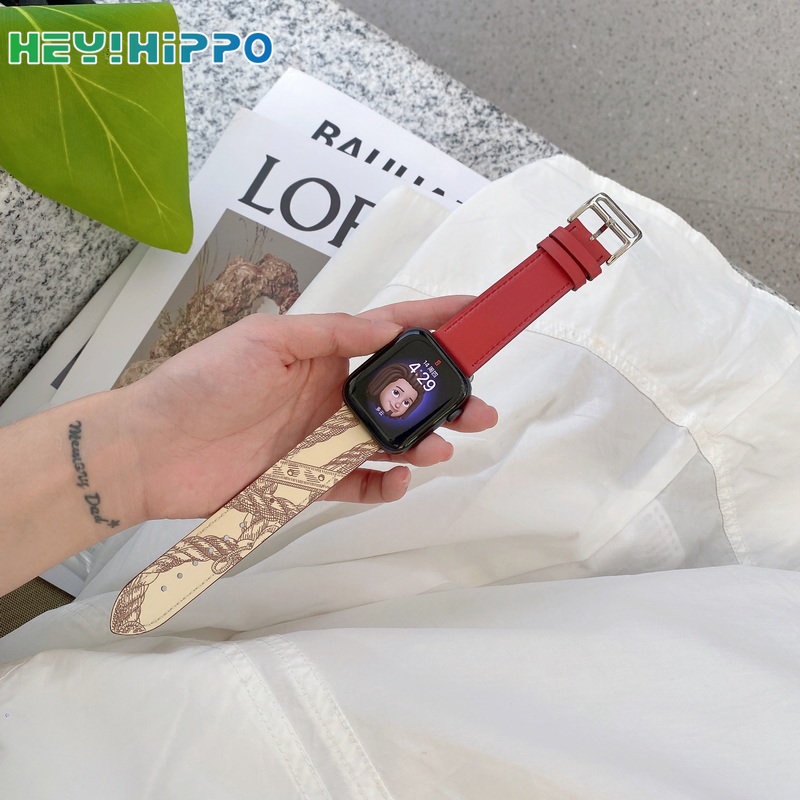 Dây Đeo Bằng Da PU 49mm Màu Tương Phản Cho iwatch ultra 8 se 7 6 5 4 3 45mm 41mm 44mm 40mm 42mm 38mm