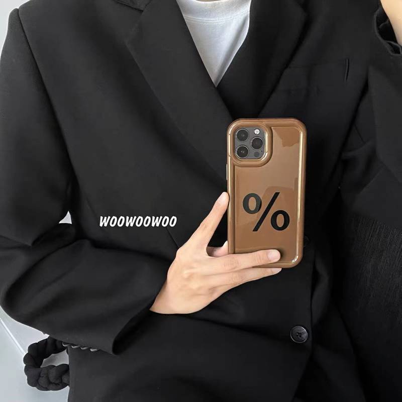 Japanese and Korean Ins Style Brown Letters for Iphone14promax Apple 13 Phone Case 12 New 11/XR Soft WCBR