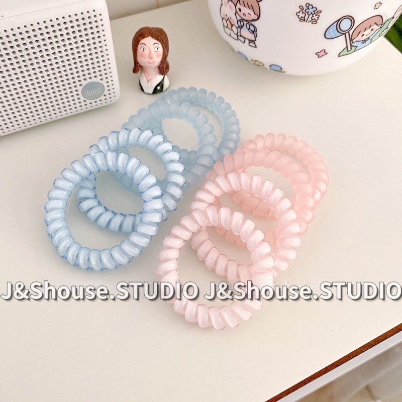 Dây Buộc Tóc Cao Su Màu Hồng Và Xanh Dương Thời Trang Hàn Quốc KF589
