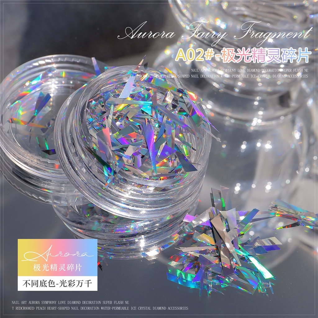 Miếng Dán Trang Trí Móng Tay Bằng Giấy Kính Lấp Lánh Nhiều Màu Sắc