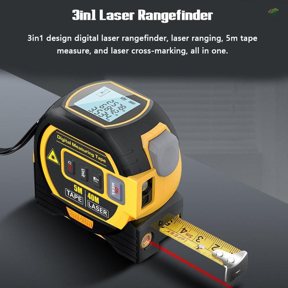 Thước Dây Laser Đo Khoảng Cách 3 Trong 1 5m Có Màn Hình LCD