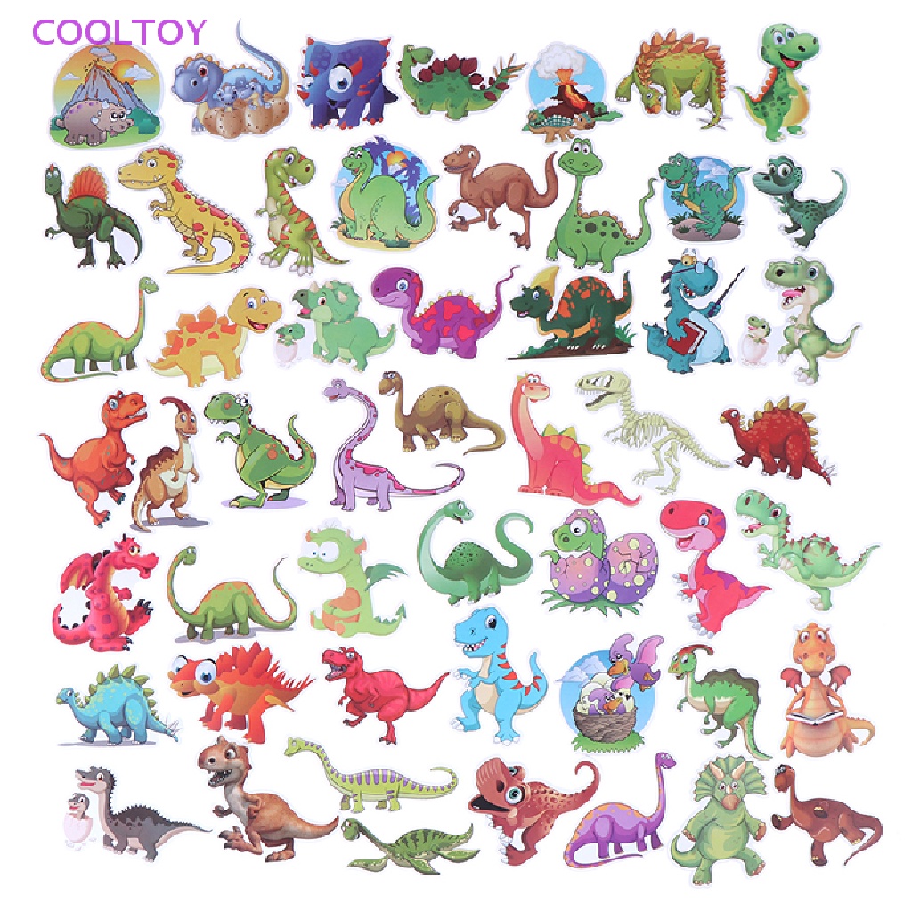 Cooltoy Set 50 Sticker Khủng Long Hoạt Hình Trang Trí Sổ Tay Ghi Ta