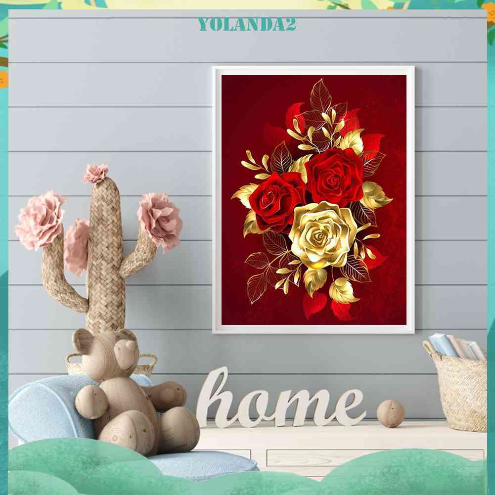 Tranh Đính Đá Kim Cương Toàn Bộ 5D DIY Hình Vẽ Hoa Trang Trí Nhà Cửa