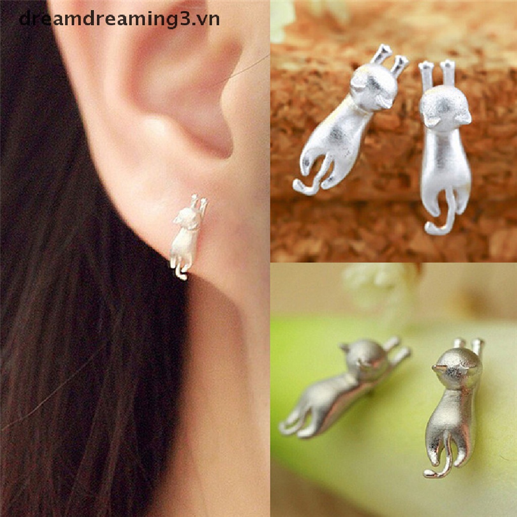 Bông Tai Mạ Bạc Hình Mèo Con Dễ Thương Thời Trang