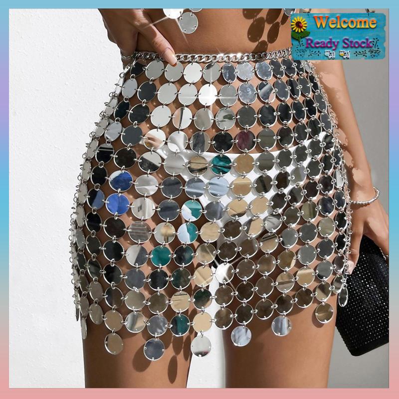 Chân Váy Múa Bụng Đính Kim Sa Lấp Lánh Thời Trang Cho Nữ