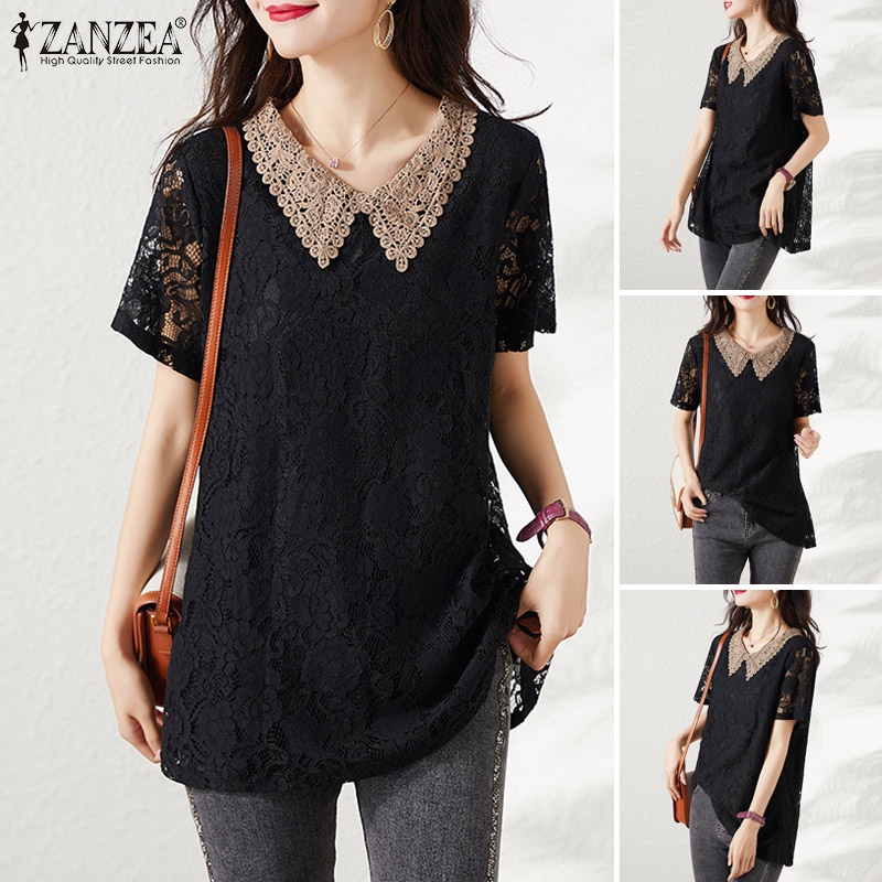 Áo nữ ZANZEA tay ngắn cổ chữ V thời trang quyến rũ