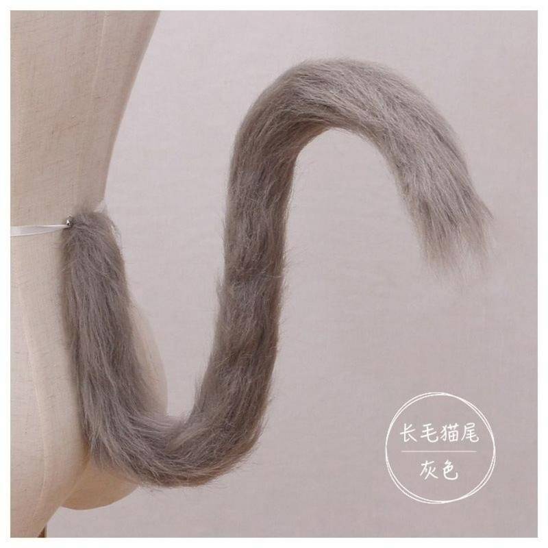 Long Hair Cat Tail Cute Cosplay Anime Cat Ear Maid Laurie Lolita Cute Accessories Cat Tail Can be Concave Shaped Multi Color Optional Cos Accessories Props