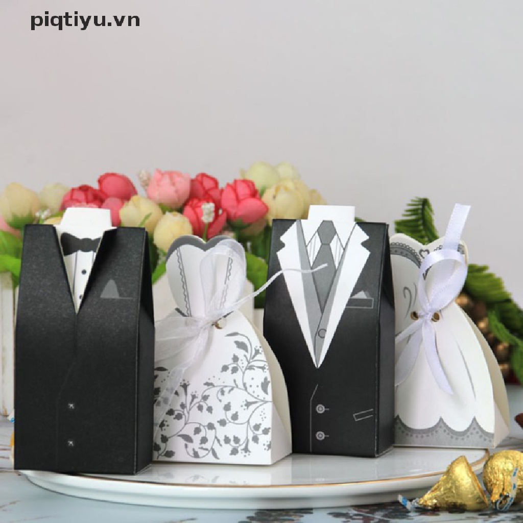 Set 20 Túi Đựng Kẹo Cưới Hình Cô Dâu Chú Rể Bằng Nhựa PP Độc Đáo Đẹp Mắt