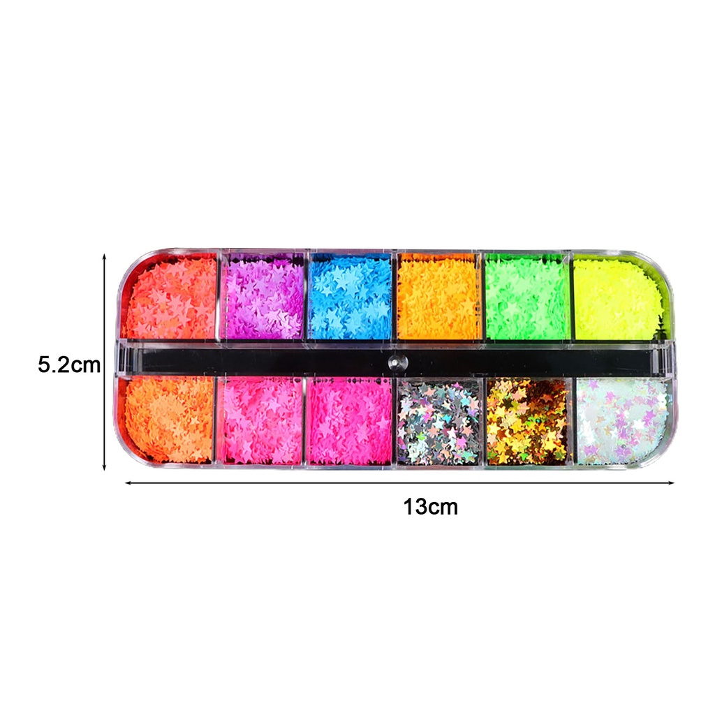 Hộp 12 Ngăn Đựng Hạt Sequin Lấp Lánh Dùng Trang Trí Móng Nghệ Thuật DIY