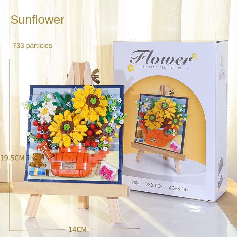 Tranh Treo Tường Hình Hoa Hướng Dương / Hoa Hồng / Khối Ba Chiều Làm Quà Tặng Giáng Sinh Cho Bé Trai Và Bé Gái