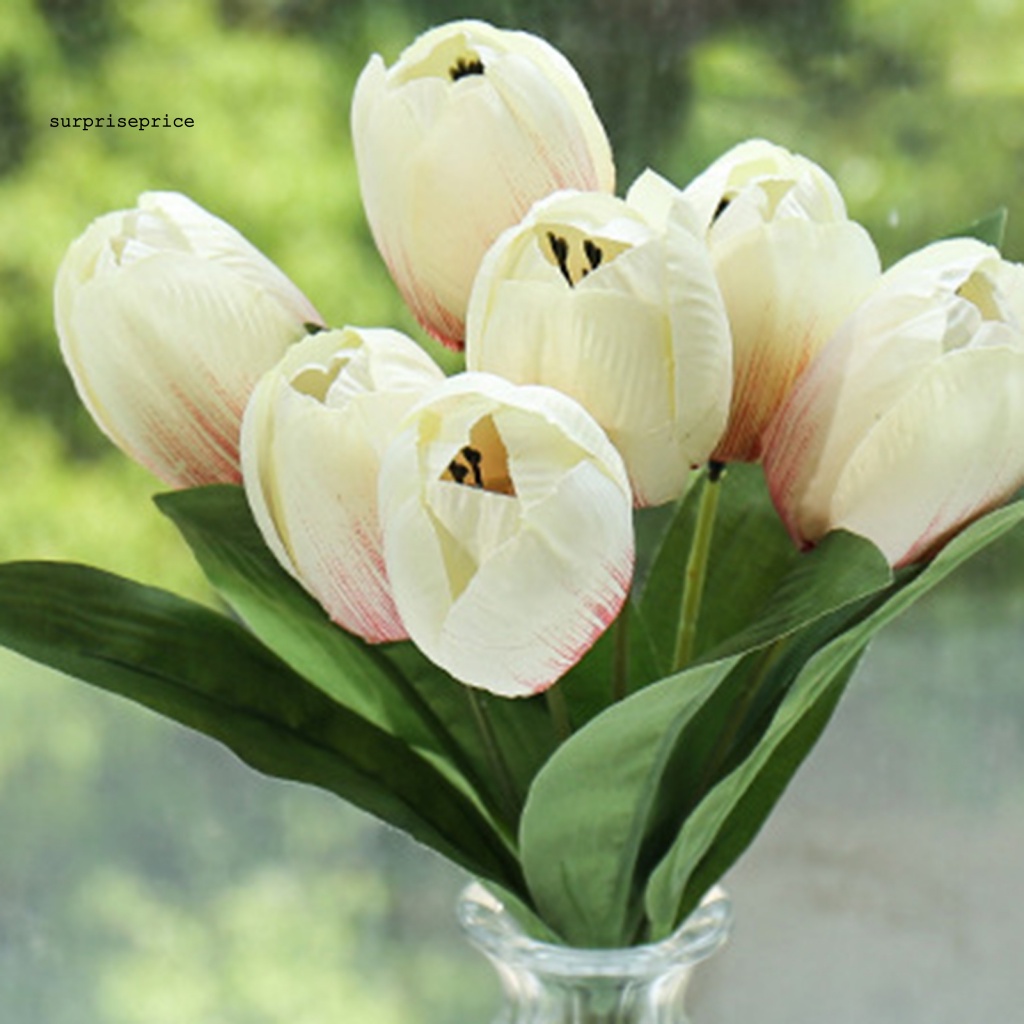 1 Bó Hoa Tulip Giả Bằng Lụa Màu Sắc Tươi Sáng Trang Trí Nhà Cửa