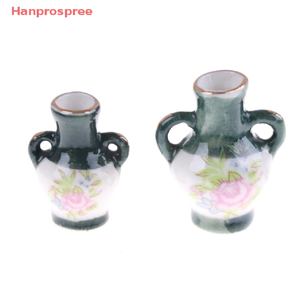 Bộ 2 Bình Hoa Sứ Mini Truyền Thống Trung Hoa Tỷ Lệ 1: 12 Dùng Trang Trí Nhà Búp Bê