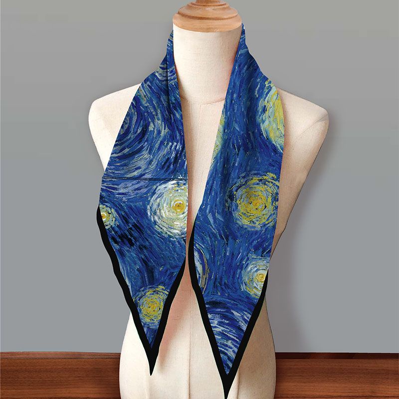 Khăn Choàng Lụa YILIAN Anh Quốc Họa Tiết Tranh Sơn Dầu Hình Thoi twill Điều Hòa Không Khí Cho Nữ