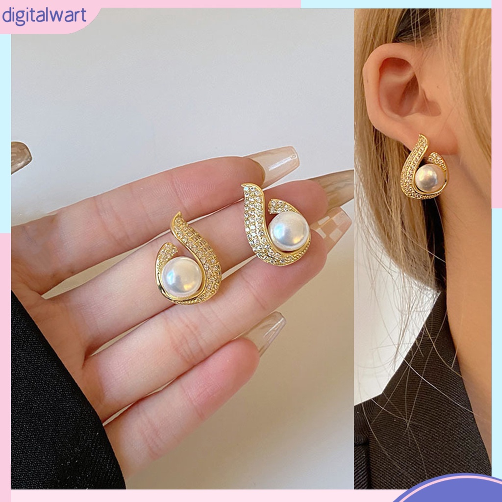 1 Đôi Bông Tai Hình Giọt Nước Đính Ngọc Trai Giả Sang Trọng Bắt Mắt