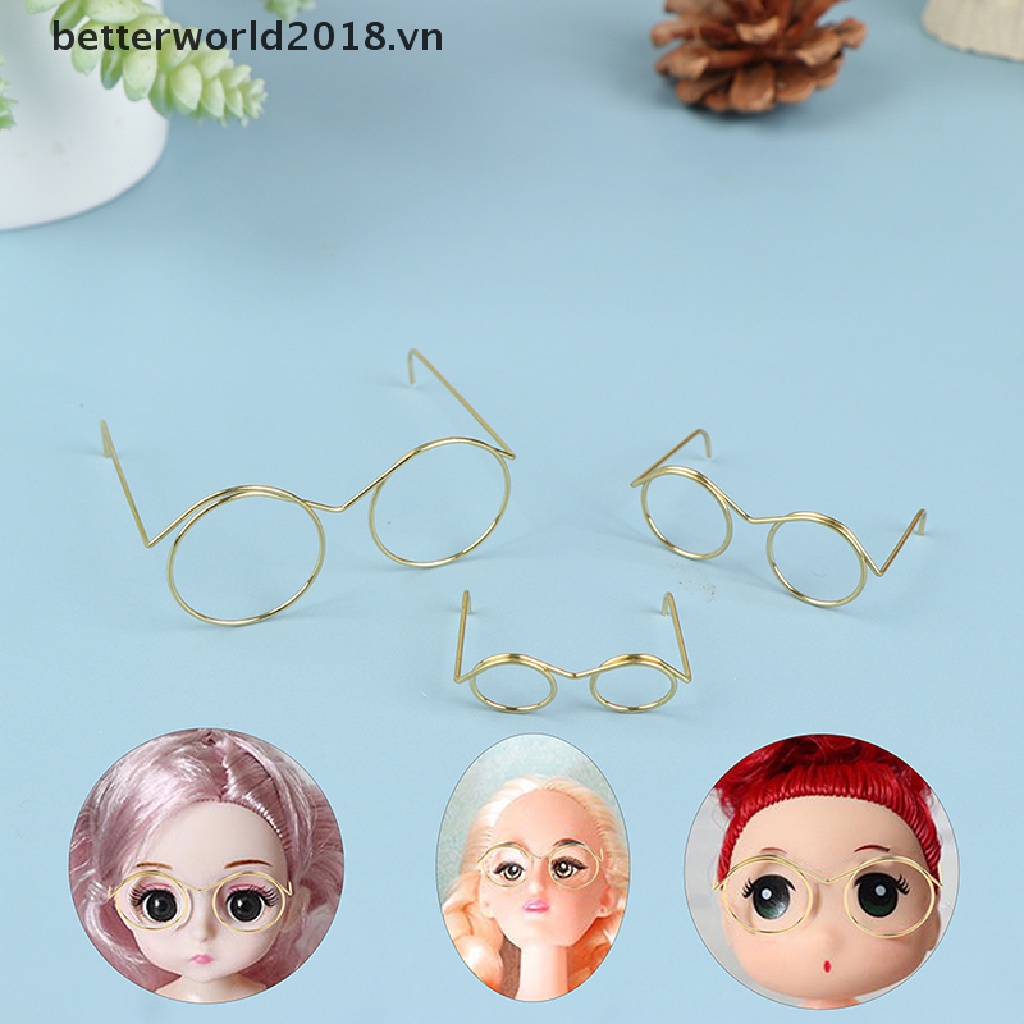 Set 5 / 10 Mắt Kính Không Gọng Tròn Phong Cách Retro Cho Búp Bê 9 / 25 / 30cm