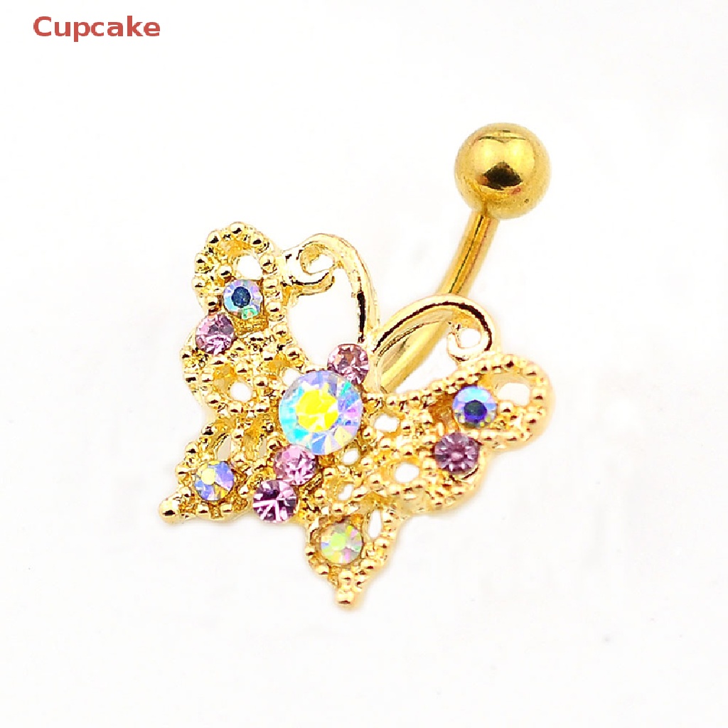 Khuyên Rốn Bằng Thép Không Gỉ Đính Đá Zircon Hình Bướm Chất Lượng Cao Quyến Rũ Thời Trang ERW