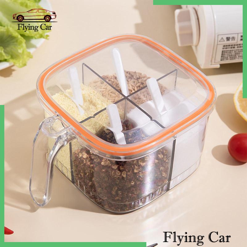 Hộp Đựng Gia Vị 4 Ngăn Có Nắp Đậy Tiện Dụng