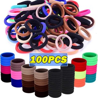 Set 50 / 100 dây thun cột tóc co giãn nhiều màu sắc dành cho nữ