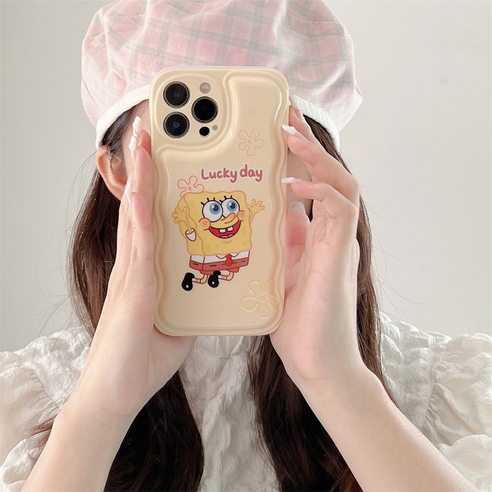 Ốp Điện Thoại Tpu Mềm Đệm Khí Hình Spongebob Cho Iphone 12Mini 13Mini 11Pro 14Plus XS XR XSMAX 14Promax 12 13