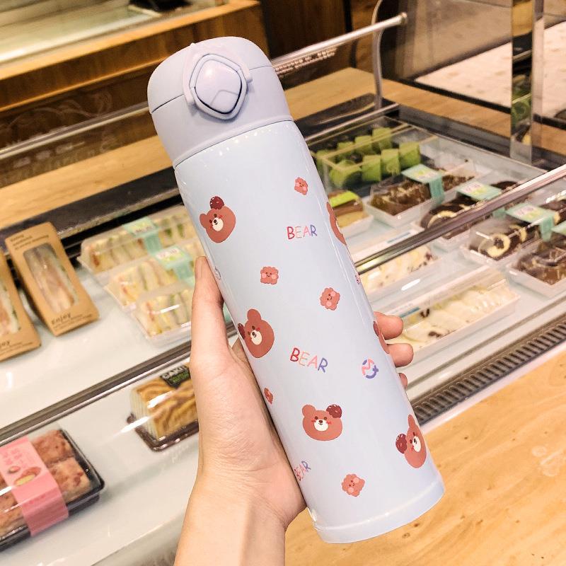 Bình Nước Giữ Nhiệt Bằng Thép Không Gỉ Họa Tiết Hoạt Hình Dễ Thương