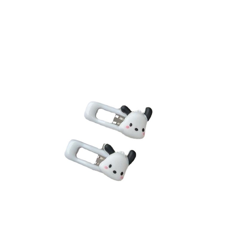 Kẹp Tóc Mini Hình Vuông Họa Tiết Hoạt Hình Màu Trắng Đen Xinh Xắn