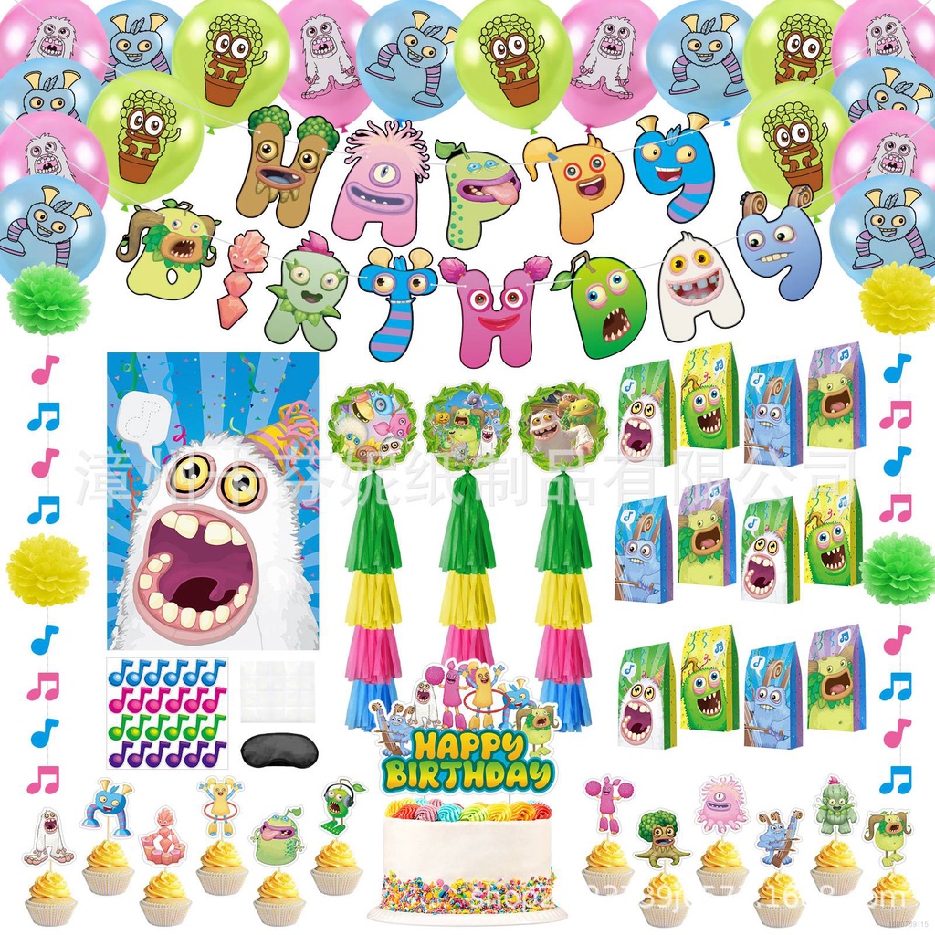 Bộ Bong Bóng Trang Trí Tiệc Sinh Nhật Chủ Đề Phim Hoạt Hình My hát YB2 My Sing monsters