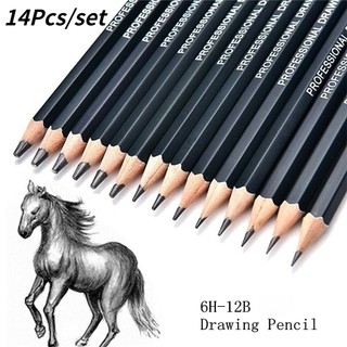 Hộp 14 cây bút chì vẽ phác thảo và vẽ phác thảo chuyên nghiệp 6h-12b