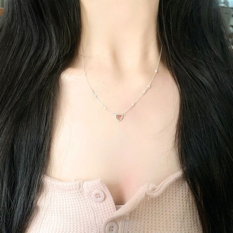 [F &amp; X] Dây Chuyền Kim Cương Ngọc Trai Hồng Nhẹ Nhàng Sang Trọng Quà Tặng Sinh Nhật Ngọt Ngào Cho Nữ