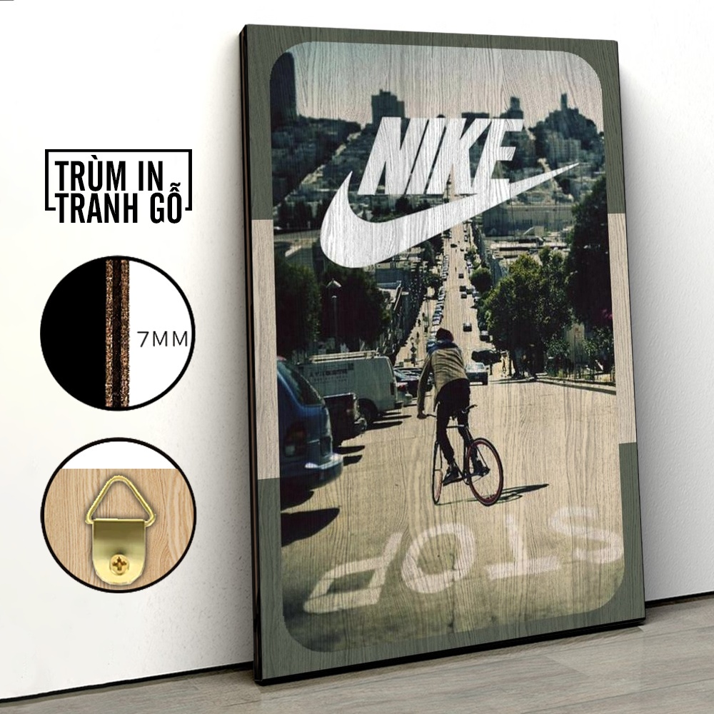 Tranh in gỗ trang trí nội thất Nike Đường Phố decor phòng ngủ phòng khách văn phòng