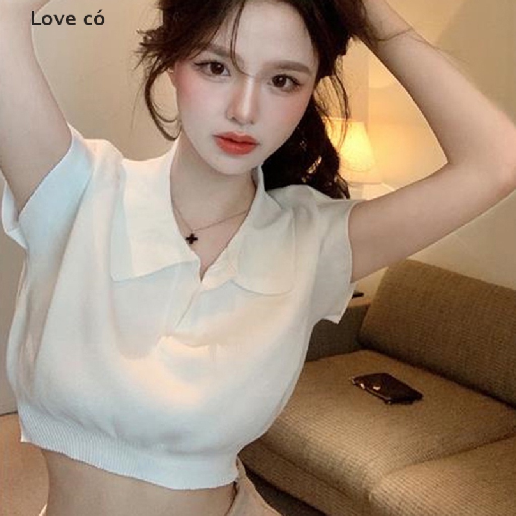 Áo Thun Nữ Ngắn Tay Cổ Peter Pan Thời Trang Đường Phố Vintage