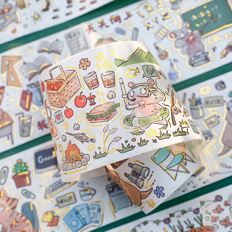 Băng Keo Giấy Họa Tiết Động Vật Rhapsody Dễ Thương Dùng Trang Trí Sổ Tay DIY