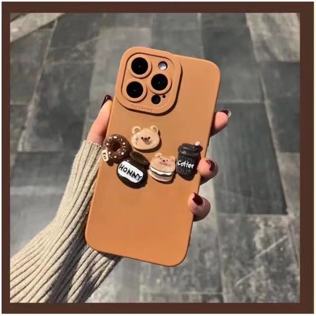 Ốp Điện Thoại Silicon Chống Rơi Hình Gấu Uống Cà Phê IPhone 14Pro Max 13 Pro Max Ins 12 Pro Max 11 Pro Max Xsmax Xr X XS 8 7 6SPlus