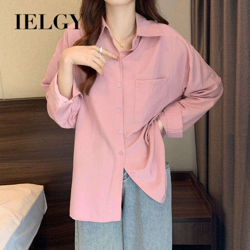 IELGY   Áo Sơ Mi chiffon Nhiều Lớp Màu Trơn Phong Cách Pháp Chất Lượng Cao Cho Nữ