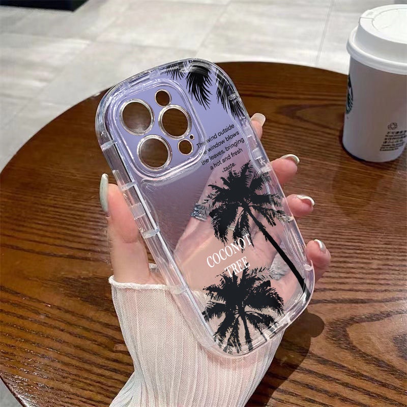 ✅Ốp Điện Thoại Mềm Trong Suốt Họa Tiết Cây Dừa Cho Iphone xs78p 1213 Xr 14 11 promax U6BE