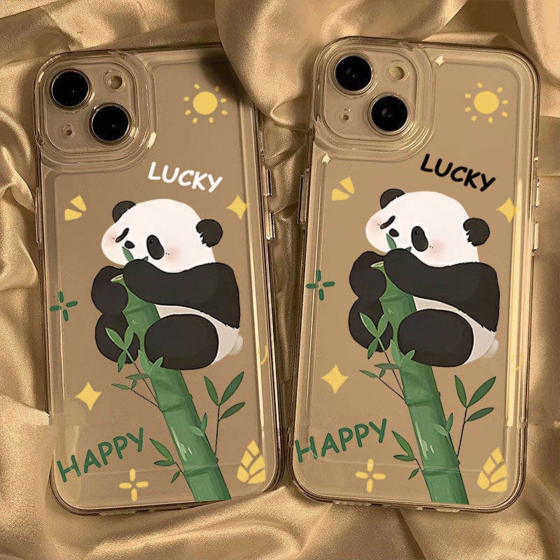 Bamboo Panda Apple 14 Phone Case Iphone13pro/11/12/Xsmax/6/7/8 Full Cover Transparent dRec