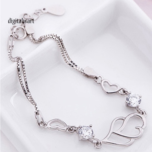 Kỹ Thuật Số| Vòng Tay Mạ BạC 925 ĐíNh Đá HìNh Tim Xinh XắN