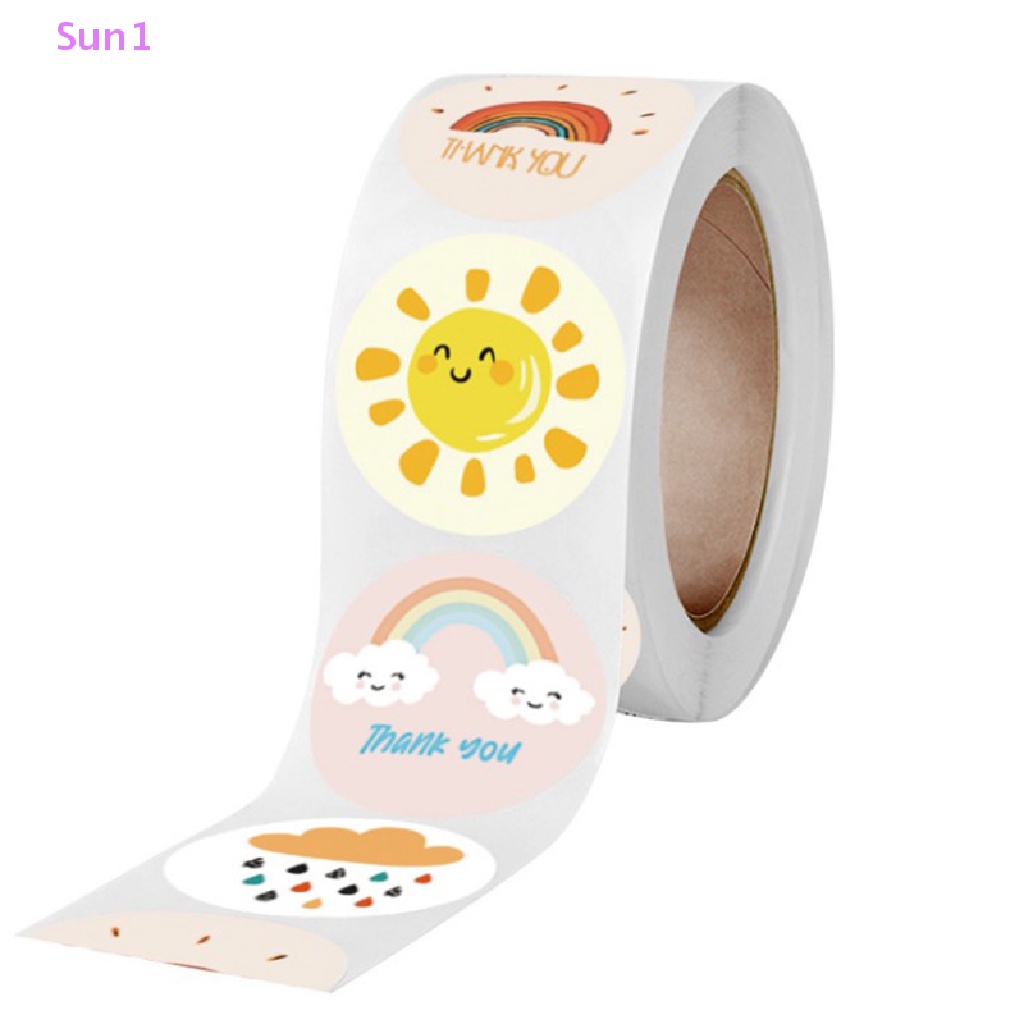 Cuộn 500 Nhãn Dán Tròn In Chữ Thank You Và Hoa Dễ Thương Trang Trí Sổ Tay Giày Thể Thao Họa Tiết Xinh Xắn Chất Lượng