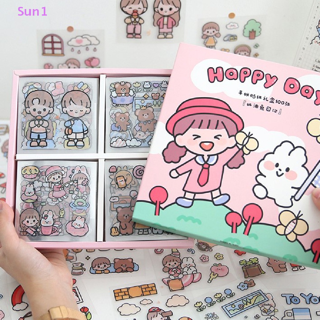 Bộ 20 Miếng Dán Pvc Họa Tiết Hoạt Hình Động Vật Trang Trí Nhật Ký Sun1 &gt; 20 Cái