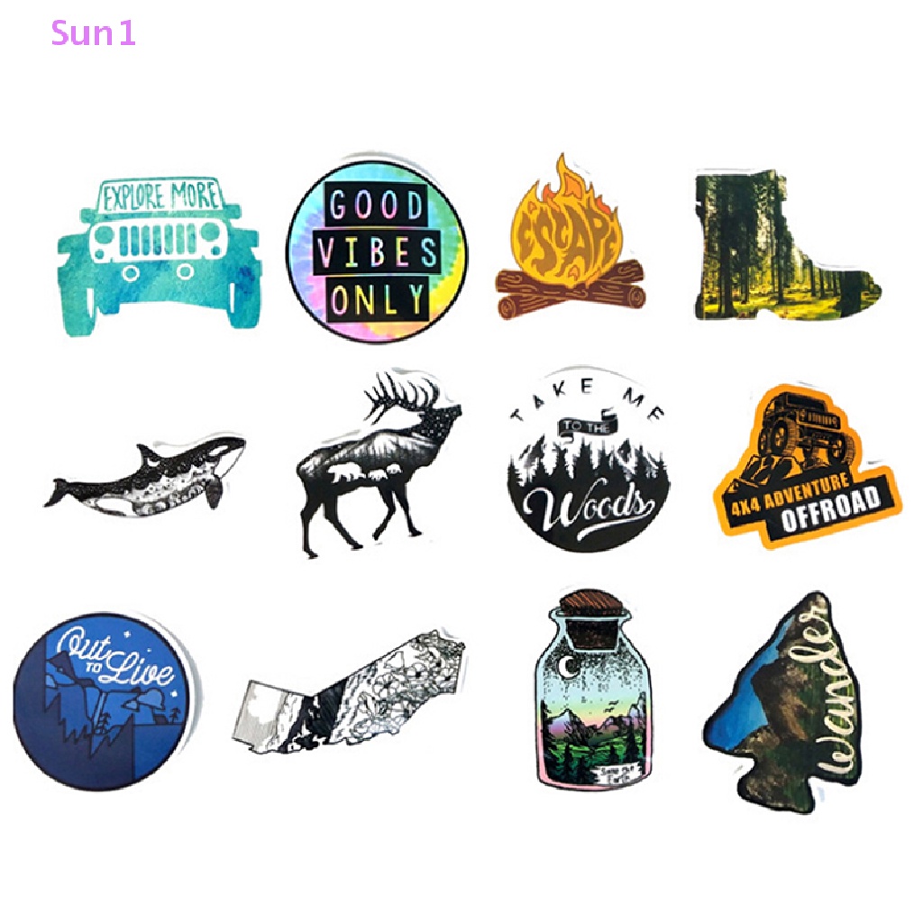 Set 65 Miếng Dán PVC Chống Thấm Nước Hình Phong Cảnh Trang Trí Đa Ứng Dụng