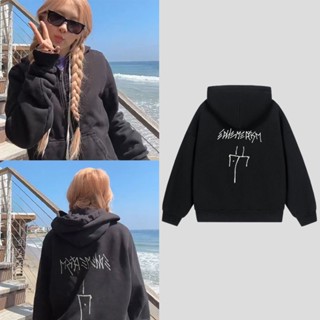 Áo Khoác Hoodie Dáng Rộng Có Khóa Kéo In Hình BLACKPINK Ros Same Thời Trang Xuân Thu Phong Cách Harajuku Đường Phố Cho Nam Và Nữ