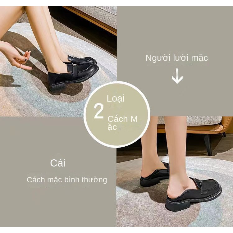 Giày Lười Da Mũi Tròn Đế Dày Phong Cách Retro Anh Quốc Cho Nữ