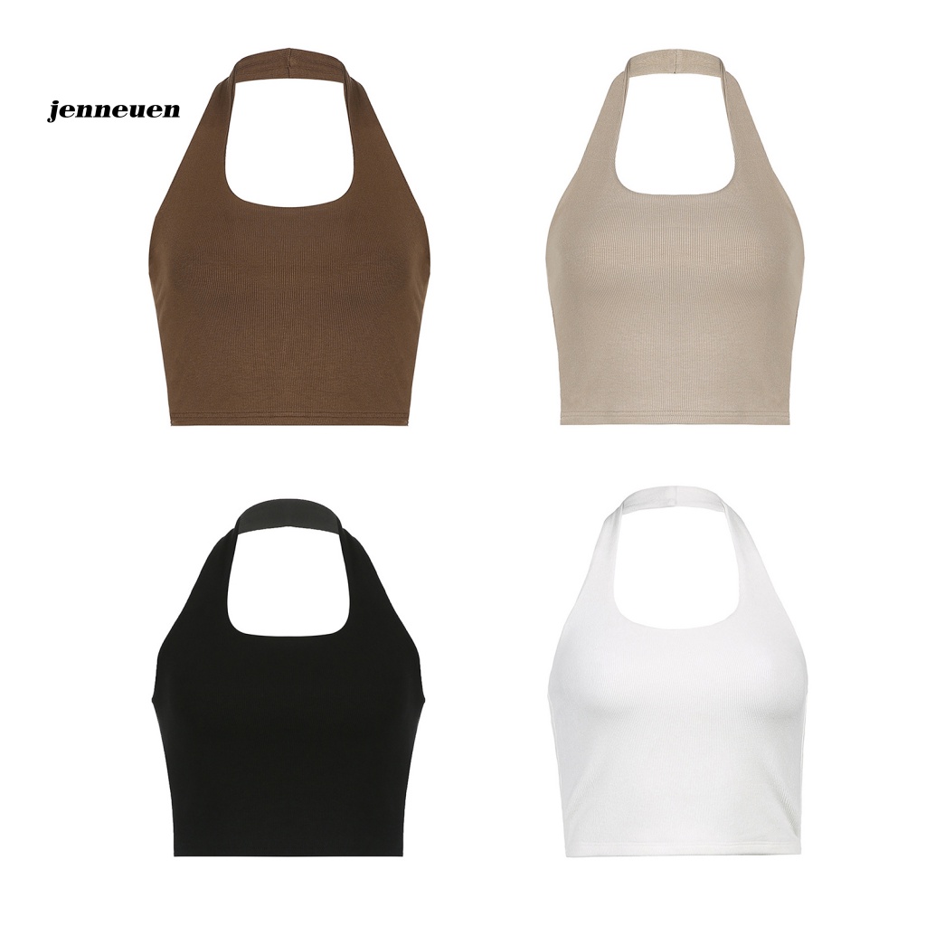 Áo Tank Top Không Tay Cổ Thuyền Hở Lưng Ôm Dáng Thiết Kế Cắt Hở Lưng Thoáng Khí Gợi Cảm Cho Nữ