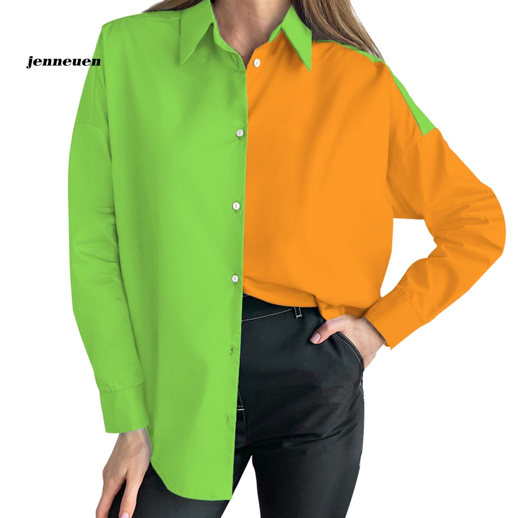 Áo Sơ Mi Tay Dài Cổ Bẻ Màu Sắc Thời Trang Xuân Thu Cho Nữ