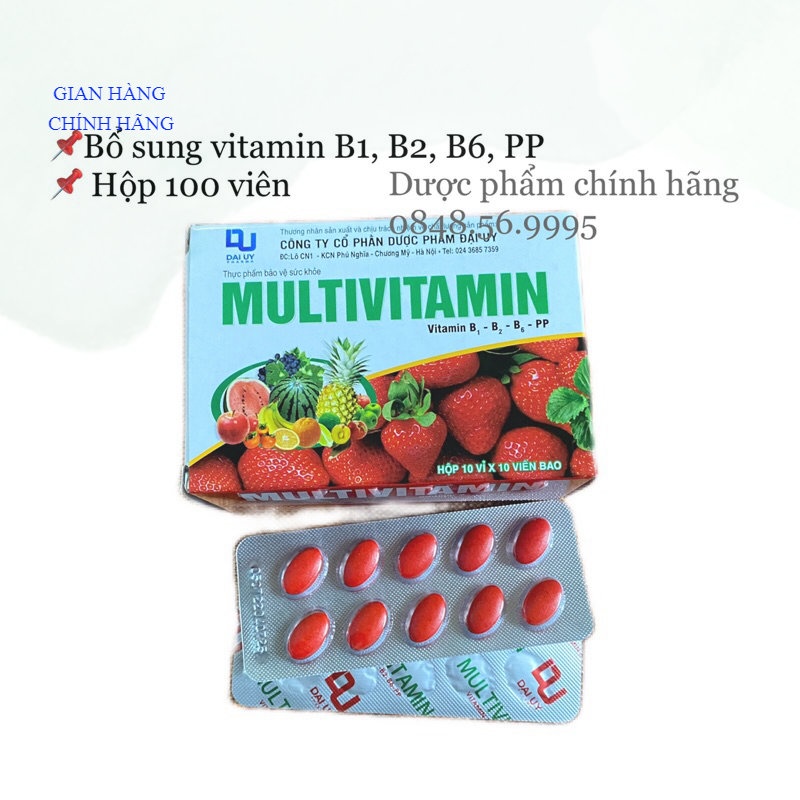 Multivitamin hộp 100v- B1, B2, B5, B6, PP- bổ sung Vitamin cho cơ thể, tăng cường sức khoẻ, tăng sức đề kháng