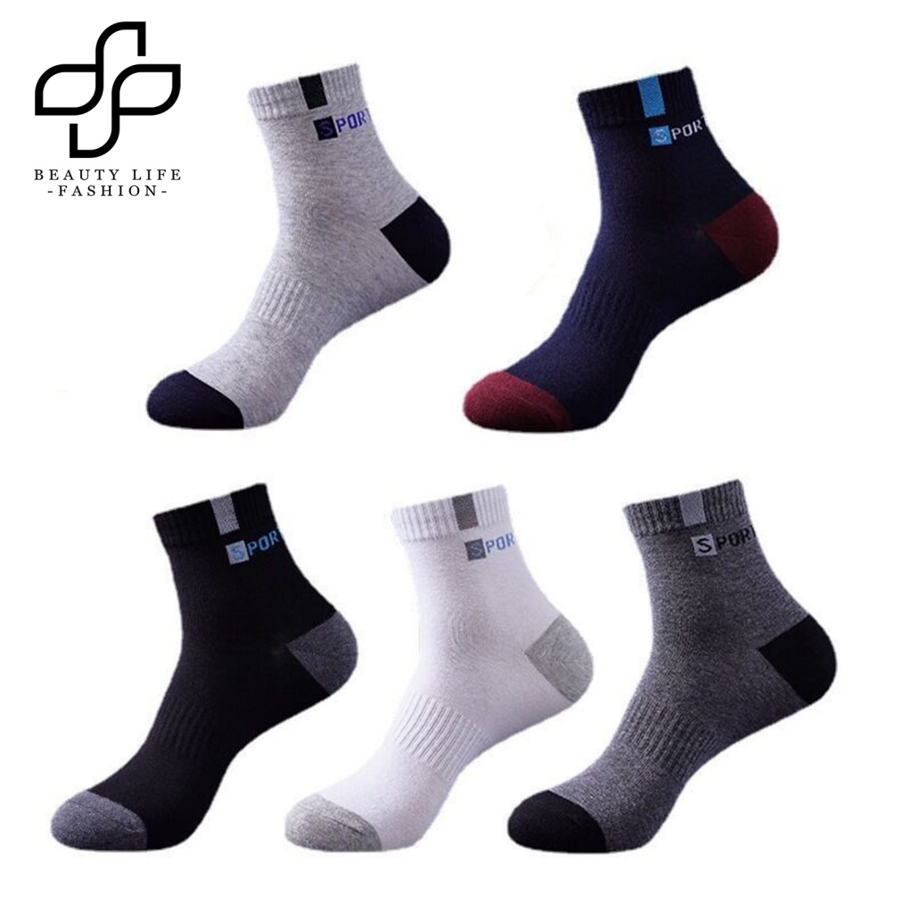 Set 5 Đôi Vớ Thể Thao Thấm Hút Mồ Hôi Cho Nam