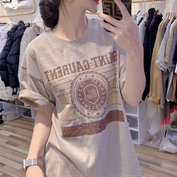 Áo Thun 100% Cotton Tay Ngắn Dáng Rộng Plus Size Phong Cách Phương Tây Thời Trang Xuân Thu 2023 Cho Nữ