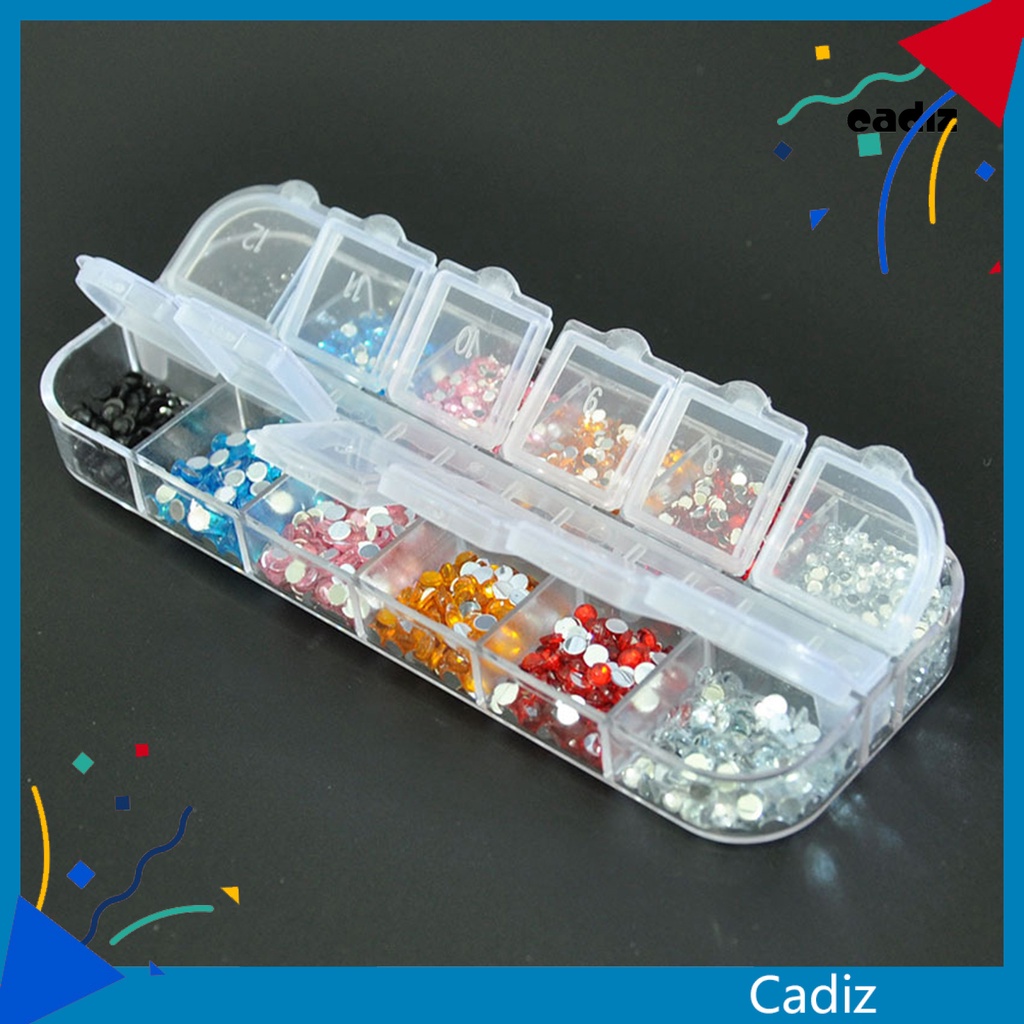 Set 5 Hộp Nhựa Rỗng 12 Ngăn Trong Suốt Đựng Trang Sức / Hạt Trang Trí Móng Nghệ Thuật