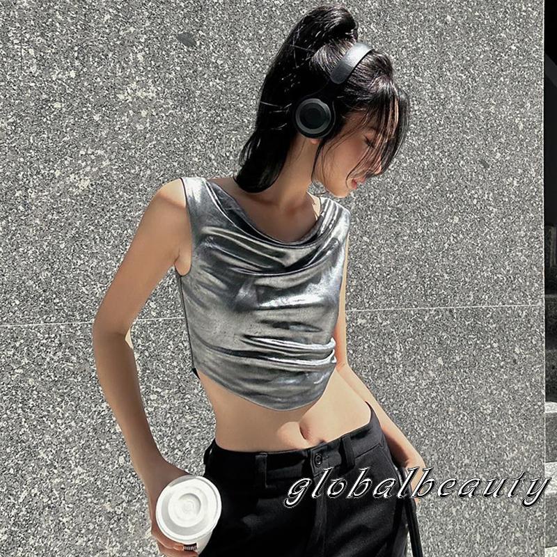 Áo Không Tay Cổ Tròn Dáng Ôm Màu Trơn Thời Trang Mùa Hè Dành Cho Nữ