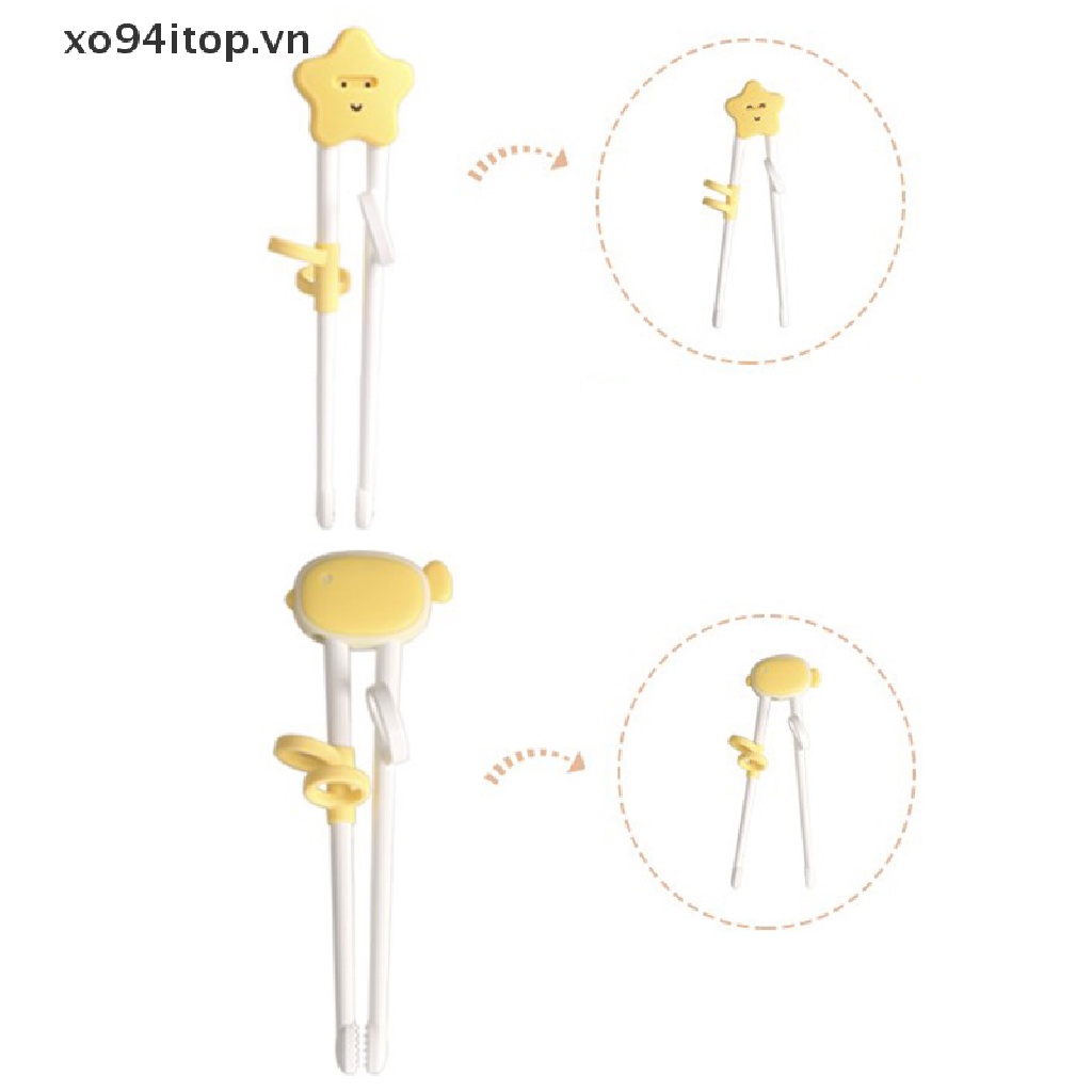 1 Cặp Đũa Tập Ăn Có Thể Tái Sử Dụng Kèm Vòng Silicon Cho Bé